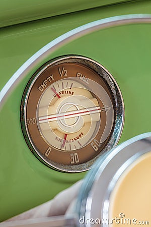 Detail of the dashboard of a classic fourties car Stock Photo