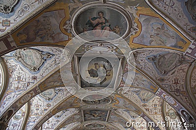 Detail of the decorated ceiling Stock Photo