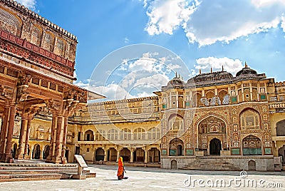 Detail of decorated gateway. Amber fort, Jaipur, India Stock Photo