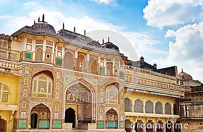 Detail of decorated gateway. Amber fort. Jaipur, India Stock Photo