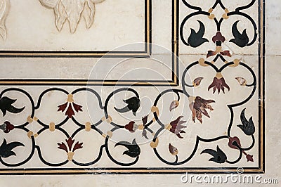 Detail decorative of taj mahal Stock Photo