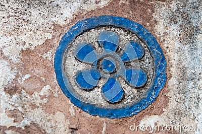 Detail decorative from turquoise tiles of Jahangir Mahal Stock Photo