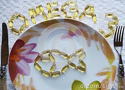 plate with omega3 Stock Photo