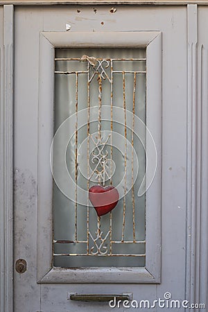 Detail of a door with a heart Stock Photo