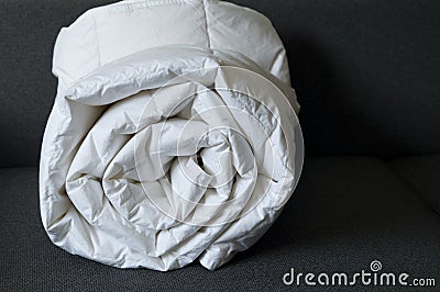 Detail of down comforter Stock Photo