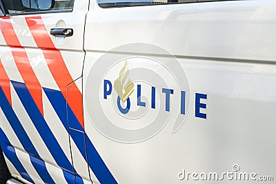 Detail of a dutch police car with the word 