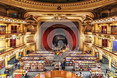 Detail of El Ateneo Grand Splendid bookshop in Buenos Aires, Argentina Editorial Stock Photo