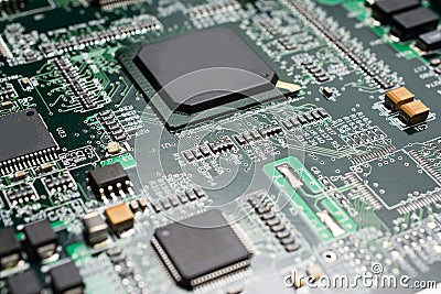 Detail of an electronic printed circuit board Stock Photo