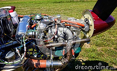 Detail of the engine of an ultralight cockpit Stock Photo