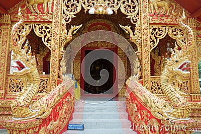 Detail of entrance at Phrathat Lampang Luang Stock Photo