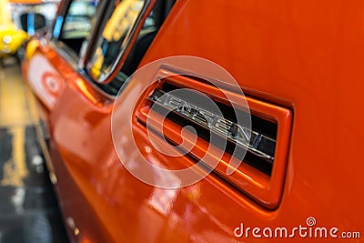 Detail of exterior of a grand touring car Jensen Interceptor MkII, 1971. Editorial Stock Photo