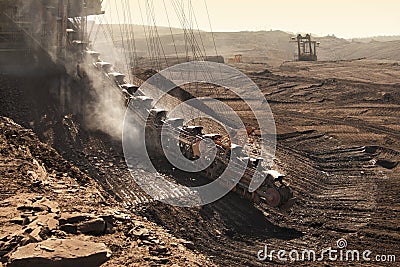 Detail of extractive machines in opencast mine Stock Photo