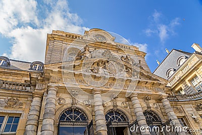 Detail of the facade of the central building of the estate of Vaux-le-Vicomte, France Editorial Stock Photo
