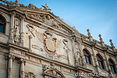 Detail of the facade of Colegio Mayor de San Ildefonso in Alcala de Henares, Spain Stock Photo