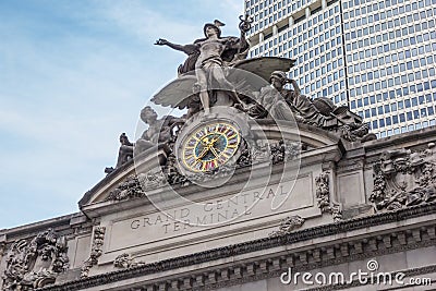 Detail of the facade of Grand Central Terminal, New York Stock Photo