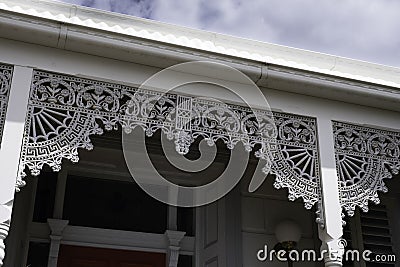 Detail of the facade of a traditional colonial residential house in Melbourne, Australia Editorial Stock Photo