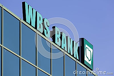 Detail of the facade of the WBS Bank Editorial Stock Photo