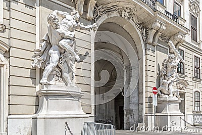 Detail of Famous Hofburg Palace on Heldenplatz in Vienna, Austria. Stock Photo