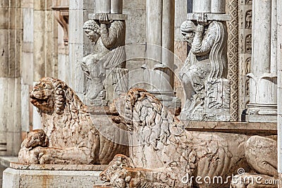 Detail of Ferrara Cathedral decoration Stock Photo