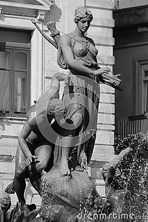 Fontana di Diana at Archimedes square in Syracuse, Sicily, Italy Editorial Stock Photo