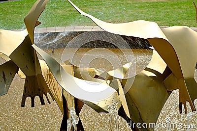 Detail of fountain at Te Awamutu Rose Gardens, Te Awamutu, New Zealand, NZ, NZL Editorial Stock Photo