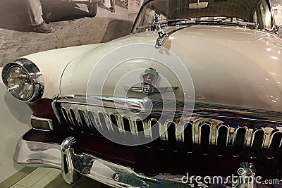 Detail of front mask of Soviet automobile GAZ M21 Volga , second series producet in years 1959-1962 Editorial Stock Photo