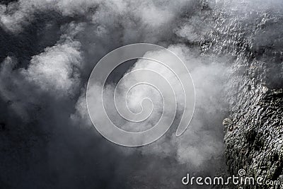 Detail of fumarole emitting gases and steam at the Jardim da Courela garden in the centre of the village of Furnas on SÃ£o Miguel Stock Photo