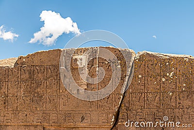 Detail of gate of the sun at Tiwanaku Tiahuanaco, Pre-Columbian archaeological site - La Paz, Bolivia Stock Photo