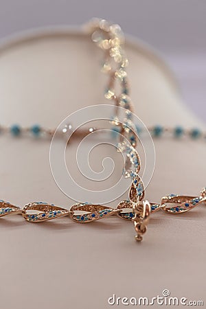 Detail of golder necklace Stock Photo