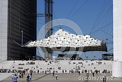 Detail of Grand Arche, Paris Editorial Stock Photo