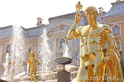 Detail of the Grand Cascade Fountain in Peterhof Stock Photo