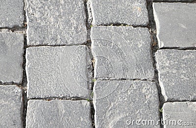 Detail of gray tiles called in Italian Sampietrini Stock Photo