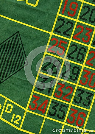Old roulette table with red and black numbers Stock Photo