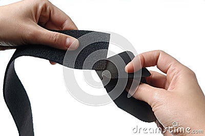 Detail hand and velcro Stock Photo