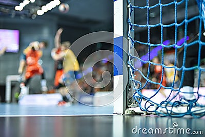 Detail of handball goal post Stock Photo