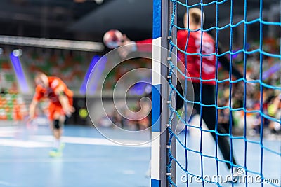 Detail of handball goal post Stock Photo