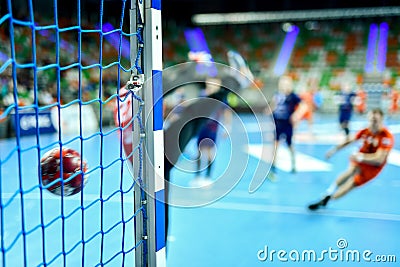 Detail of handball goal post Stock Photo