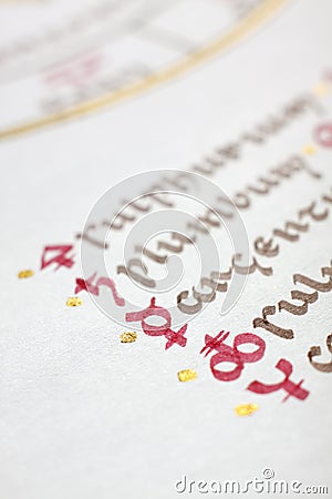 Detail of a handwritten alchemical symbols Stock Photo