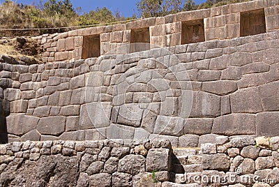Detail, high quality of Inca stone wal Stock Photo