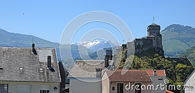 Detail of house and castle Stock Photo