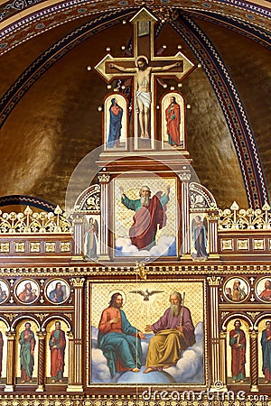 Detail of Iconostasis in Greek Catholic Co-cathedral of Saints Cyril and Methodius in Zagreb Editorial Stock Photo