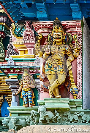 Detail of indian Meenakshi temple Stock Photo