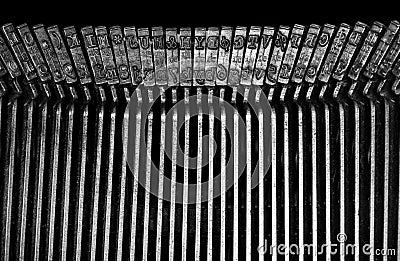 Macro detail of typescript inside electric typewriter Stock Photo