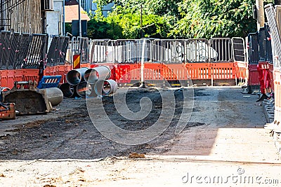 Detail of industrial objects on construction site Editorial Stock Photo