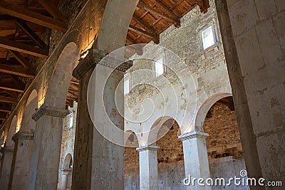 Detail of the interior of the medieval Abbey of San Liberatore a Majella in Serramonacesca in Abruzzo Italy Stock Photo