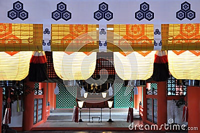 Detail of the interior of Yasukuni shrine, Tokyo Japan Stock Photo