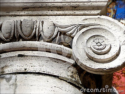 Detail of Ionic Capital and Column Base, c. 1910 Stock Photo