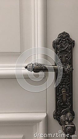 Detail iron handle door Stock Photo