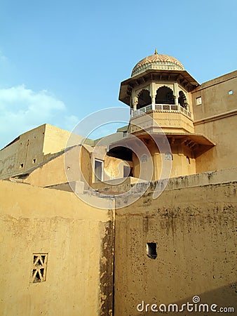 Detail, Islamic decorations on yellow sandstone Stock Photo