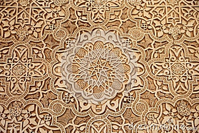 Detail of Islamic (Moorish) tilework at the Alhambra, Granada, Spain Stock Photo